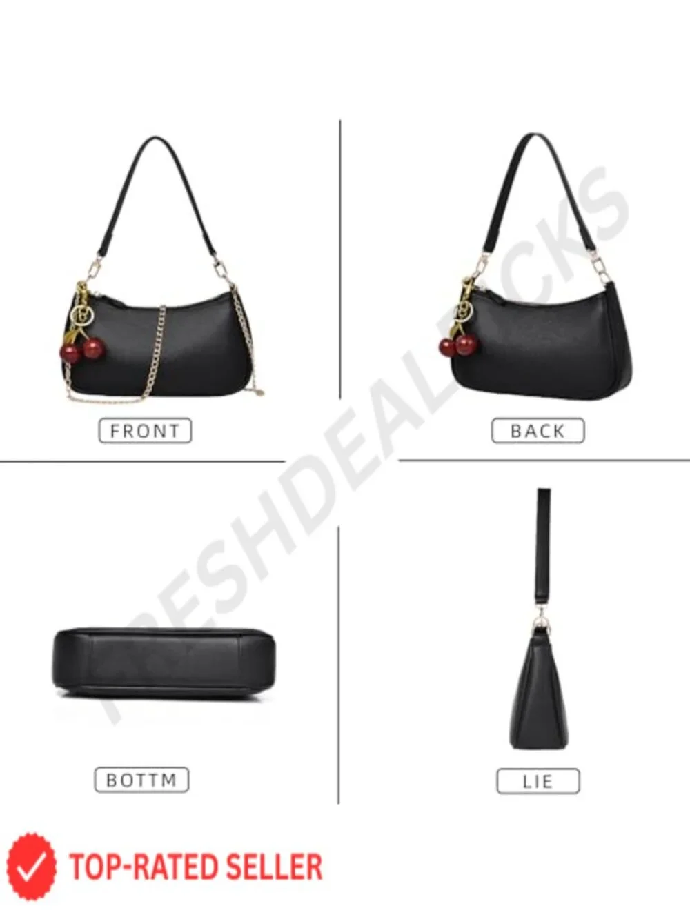 Women's Cute Cherry Hobo Shoulder Bag Faux Leather Crossbody Purse Retro Clutch